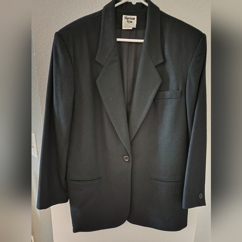 Harrison Kent 100% Wool Blazer Womens Size 18 Black Classic‎ Business
